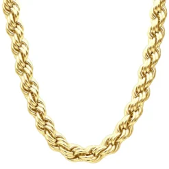 10K Yellow Gold Rope Chain Bling Hip Hop Chain 3/4 In Thick