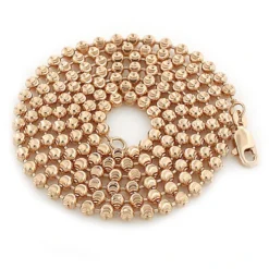 10K Rose Gold Moon Cut Bead Chain For Men 3mm 22-40in