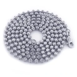 Men's 10K White Gold Moon Cut Bead Chain 3mm; 22-40in