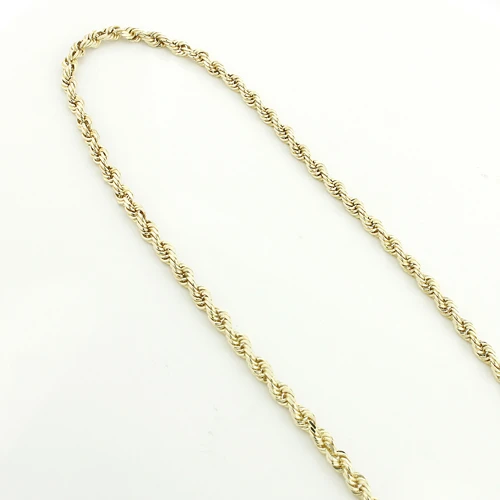 Hollow 10K Yellow Gold Rope Chain 2mm 22-26in - Image 2