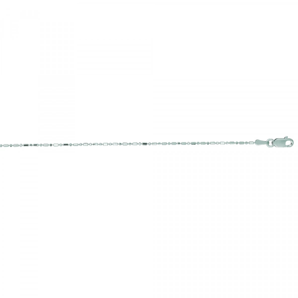 14K White Gold Bead Dog Tag Chain For Men & Women Diamond Cut 1mm Wide