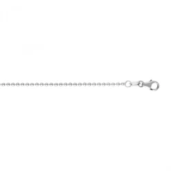 14K White Gold Bead Dog Tag Chain For Women 1.5mm Wide
