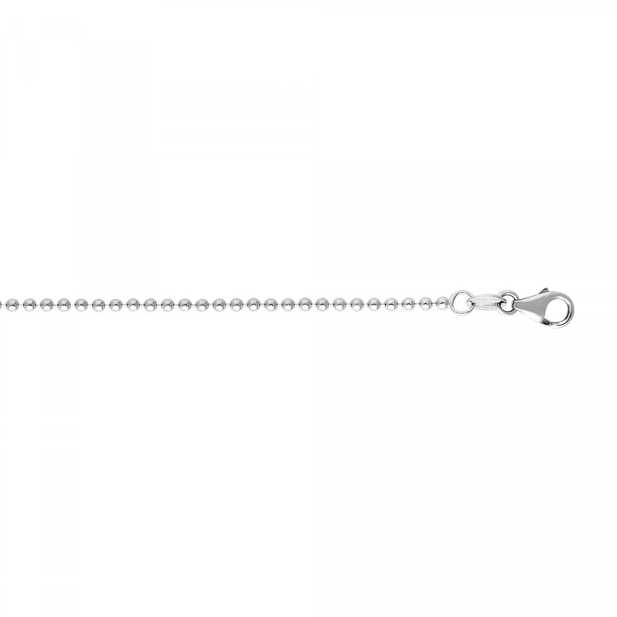 14K White Gold Bead Dog Tag Chain For Women 1.5mm Wide