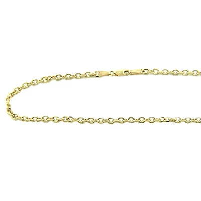 Men's 14K Yellow Gold Cable Chain, 20in-40in Long, 3mm Wide