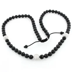 14K White Gold Diamond Bead Necklace 2.25ct Shangri-La