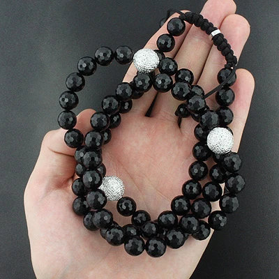 14K White Gold Diamond Bead Necklace 2.25ct Shangri-La - Image 2