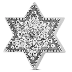 14K White Gold Diamond Jewish Star Pendant 0.07ct