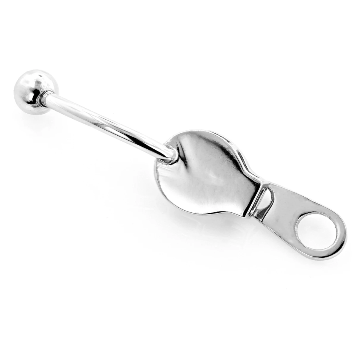 14K White Gold Diamond Zipper Belly Ring 0.13ct - Image 4