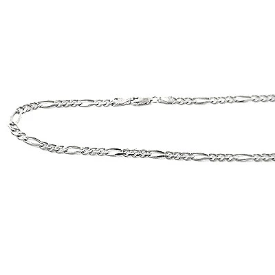 14K White Gold Figaro Chain 4mm, 20in - 40in