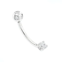 Pure 14K White Gold Belly Ring With Diamonds 0.33ct