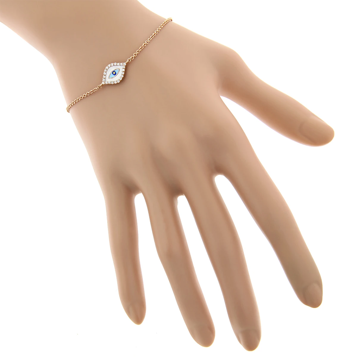 Luxurman 14K Rose Gold Evil Eye Diamond Bracelet 0.1ct - Image 5