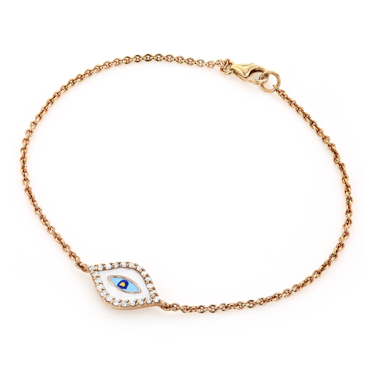 Luxurman 14K Rose Gold Evil Eye Diamond Bracelet 0.1ct