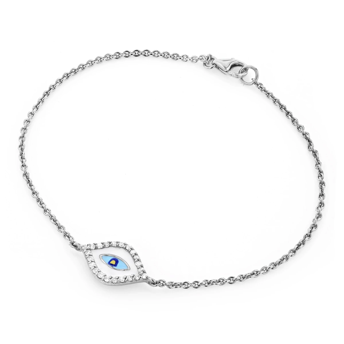 Luxurman 14K Rose Gold Evil Eye Diamond Bracelet 0.1ct - Image 2