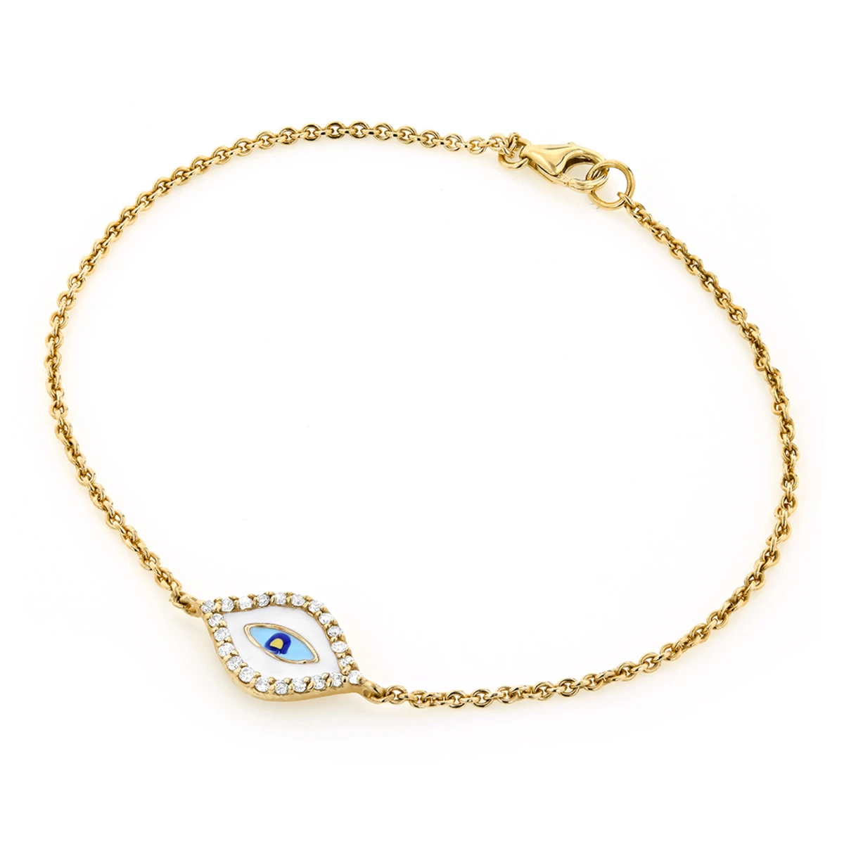 Luxurman 14K Rose Gold Evil Eye Diamond Bracelet 0.1ct - Image 3