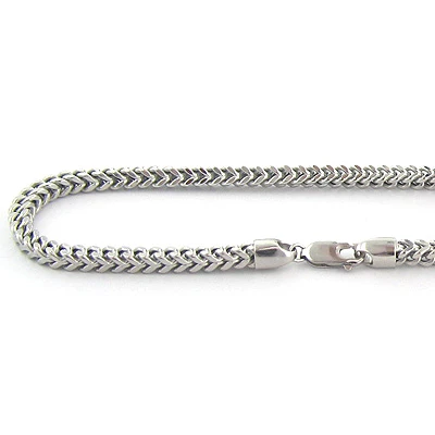 Solid 14K White Gold Franco Chain In Yellow Or White Gold 4mm Wide, 24-40in