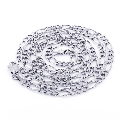 14K White Gold Figaro Chain For Men 2.5mm 22-24in