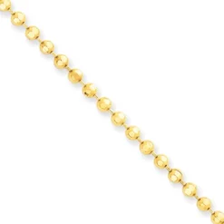 14K Yellow Gold Ball / Combat / Dog Tag Chain 3mm 24-40in