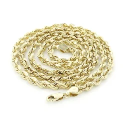 14K Yellow Gold Rope Chain 3mm 22-30in