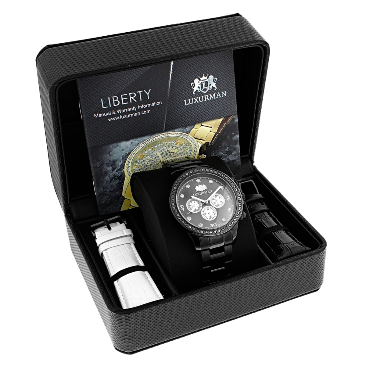 2 Carat Black Diamond Bezel Watch For Men By Luxurman - Image 4