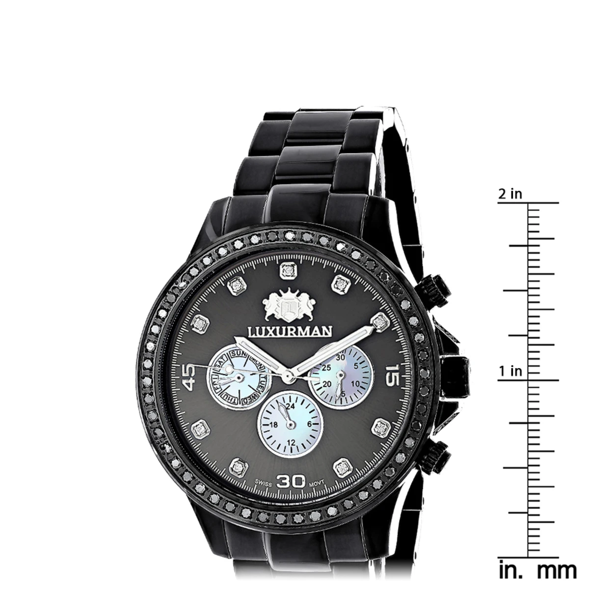 2 Carat Black Diamond Bezel Watch For Men By Luxurman - Image 5