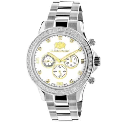 2 Carat Two Tone Men's Diamond Luxurman Liberty Watch W Swiss Movement