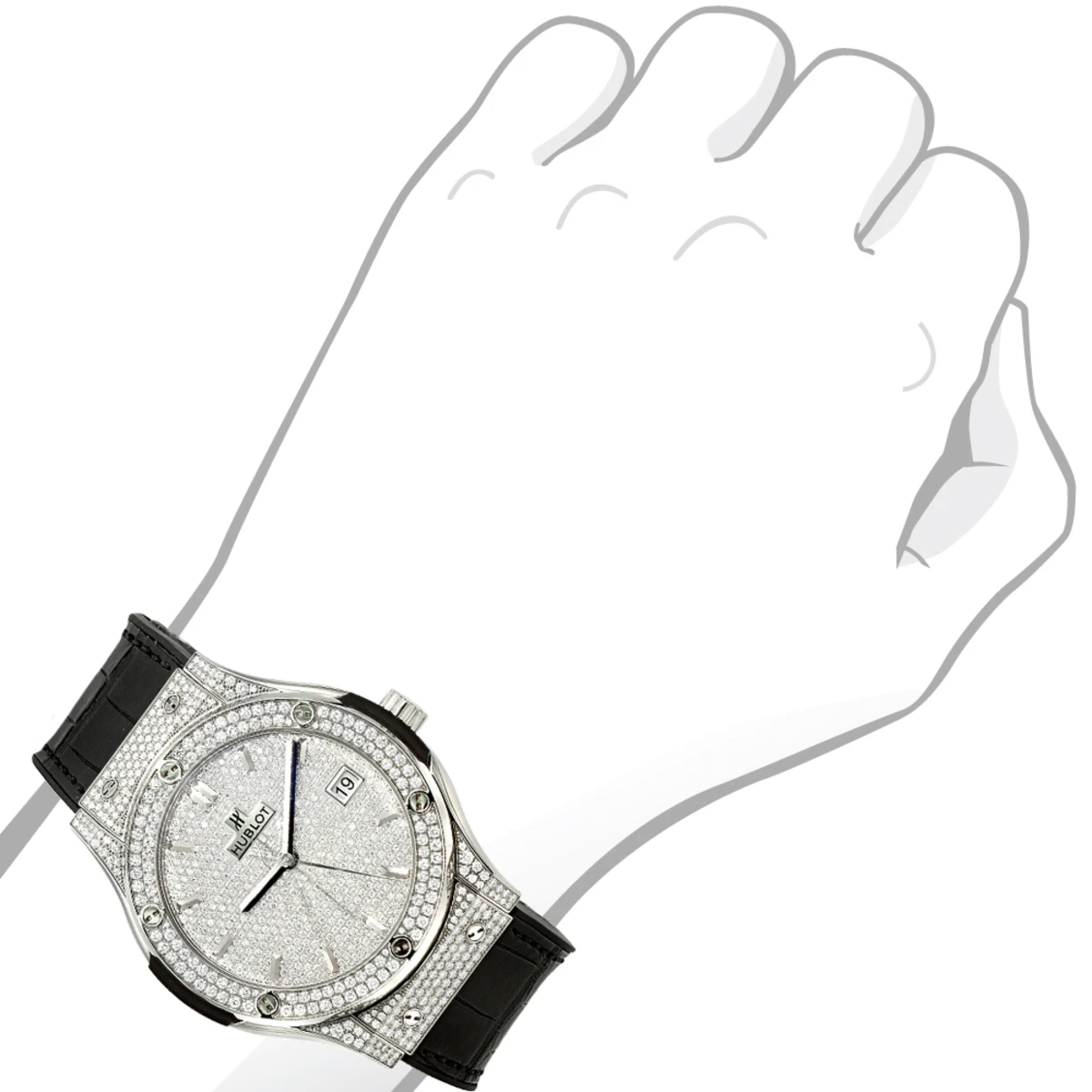 45mm Hublot Titanium Classic Fusion Diamond Watch For Men 3.5ct - Image 3