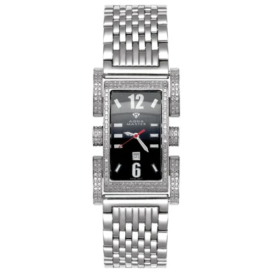 Aqua Master Diamond Ladies Watch 2.75ct Flex Black Dial