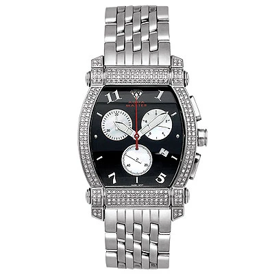 Aqua Master 2.50ct Unisex Real Diamond Watch Black Dial