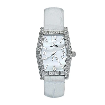Aqua Master Silver Face Women's Pave Diamond Watch 0.70ct