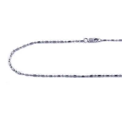 Bead Bar 14K White Gold Link Chain 1.5mm 16in - 24in