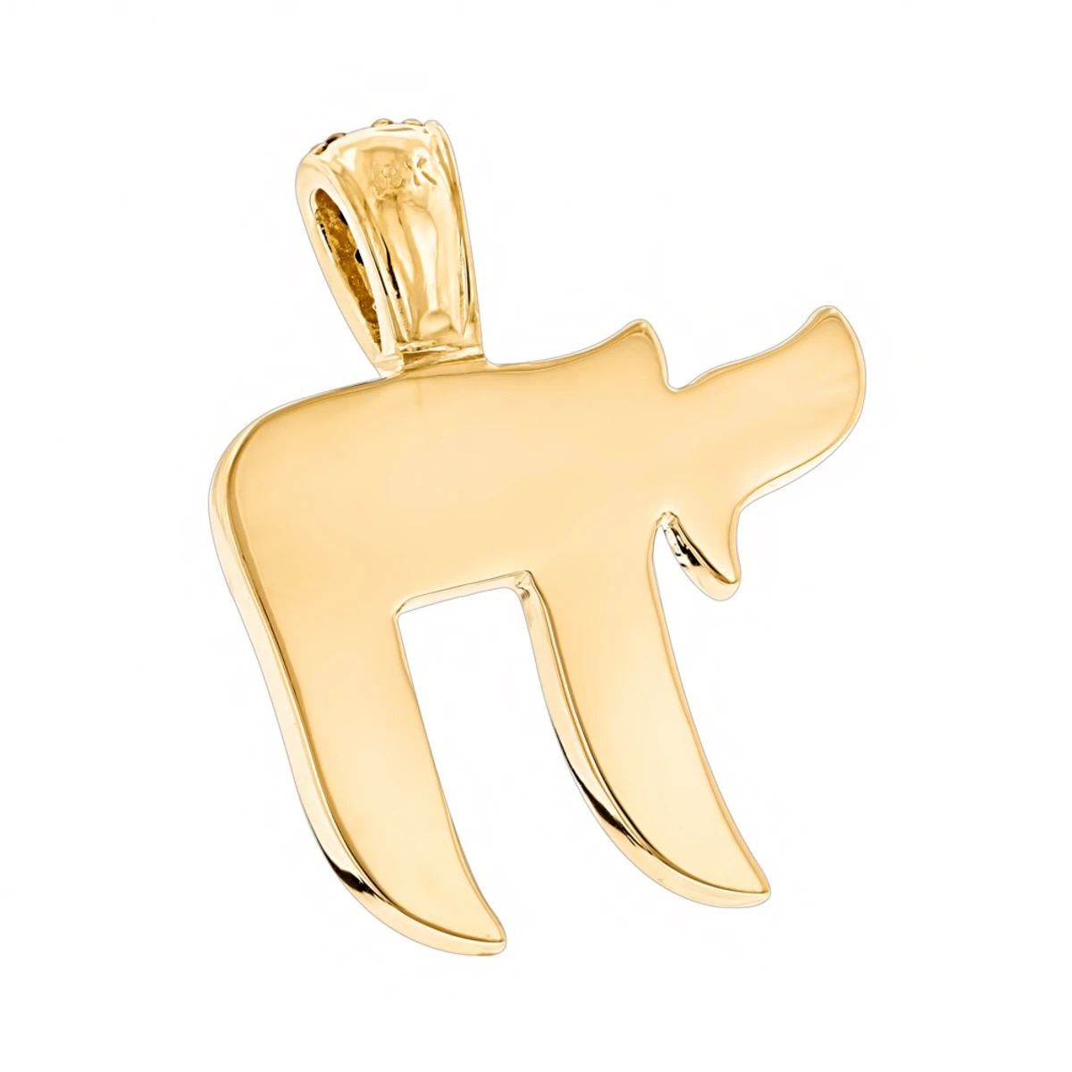 Jewish 14K Yellow Gold Black Diamond Chai Pendant 1.30ct - Image 4