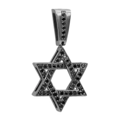 Black Diamond Star Of David Pendant 1.44ct 14K Black Plated Gold