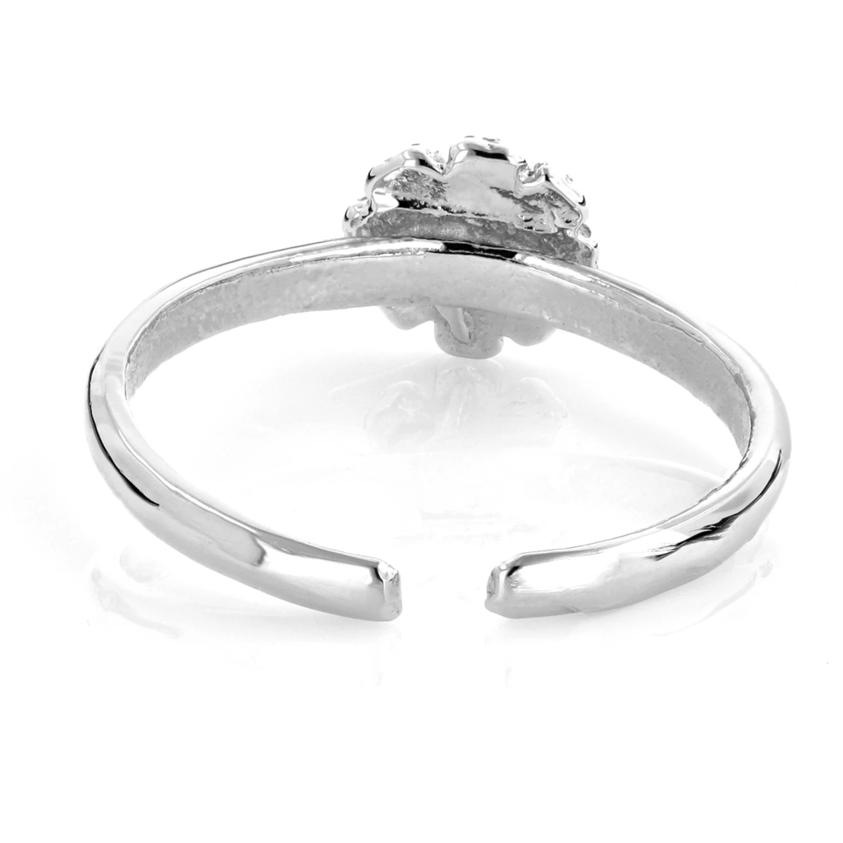 Adjustable Solid 14K White Gold Toe Ring Flower - Image 4