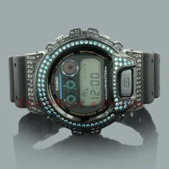 Casio Black Blue G-Shock Watch With Crystals