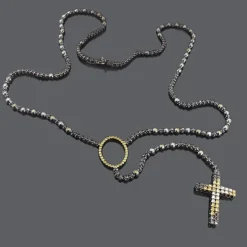 Custom 10K Gold Color Diamond Rosary Necklace