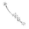 14K White Gold Dangling Diamond Belly Button Ring 0.6ct