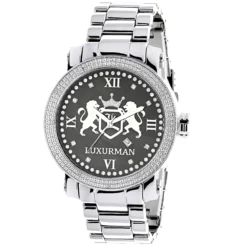 Designer Large Luxurman Phantom Real Diamond Watch For Men 0.12ct