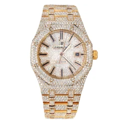 Diamond Audemars Piguet Royal Oak 41mm Full Pave Dial Bracelet 18K Gold Watch