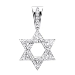 Diamond 14K White Gold Star Of David Pendant 1.44ct