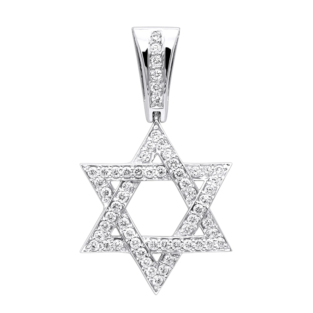Diamond 14K White Gold Star Of David Pendant 1.44ct