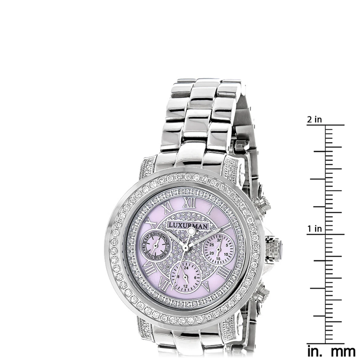 Diamond For Women 2ct Bezel Pink MOP Luxurman Montana - Image 5