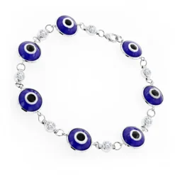 Evil Eyes 14K White Gold Diamond Evil Eye Bracelet Blue .70ct