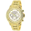 Fully Iced Out Men's Diamond Watch 3ct Yellow Gold Plt Luxurman Swiss Movmnt