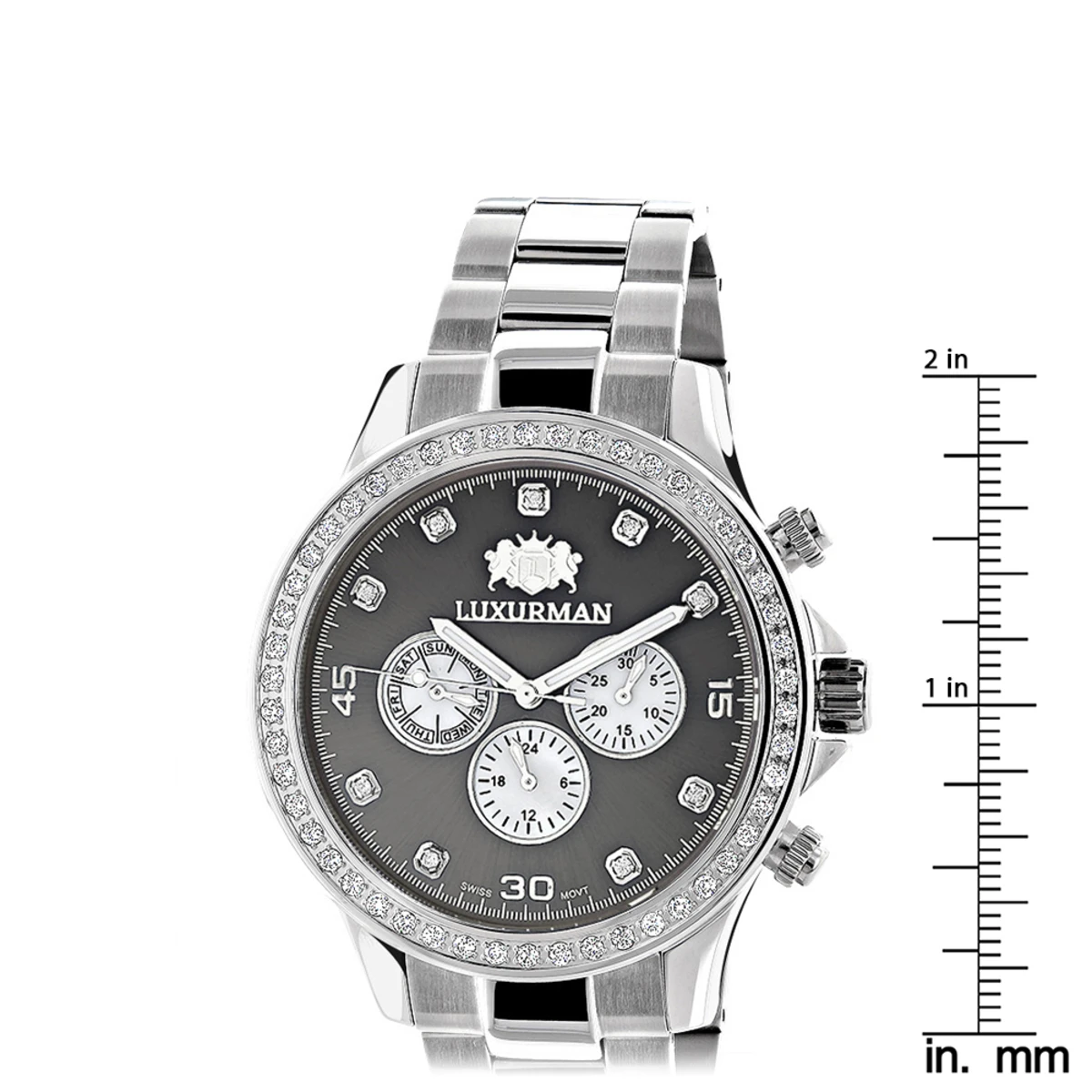 Genuine Diamond For Men: 2ct Luxurman Liberty Watch Swiss Quartz - Image 5