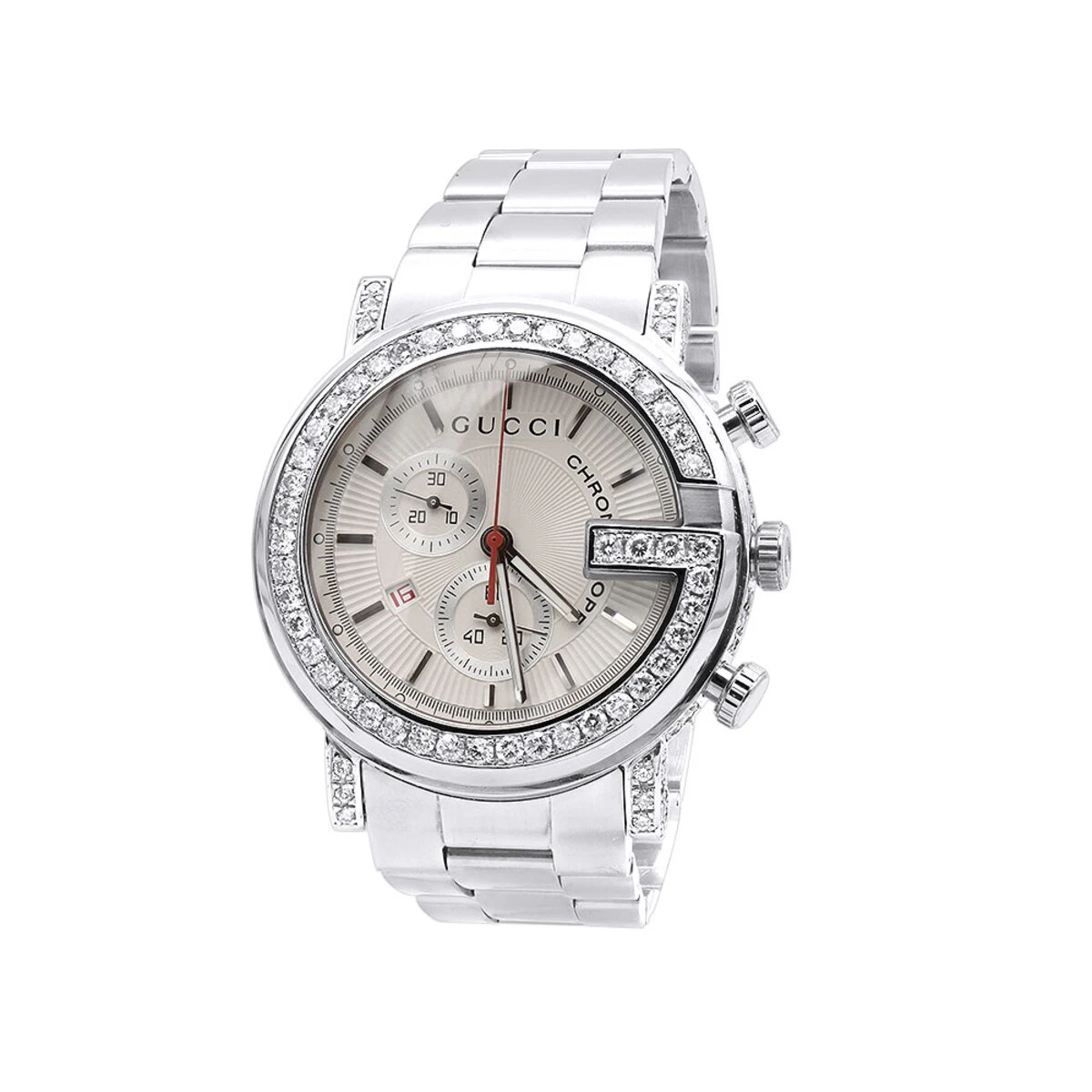 Genuine Men's Gucci Diamond Bezel Watch G-Chrono 101M 4.25ct YA101339