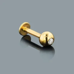 14K Yellow Gold & Diamond Ball Labret Stud 0.08ct