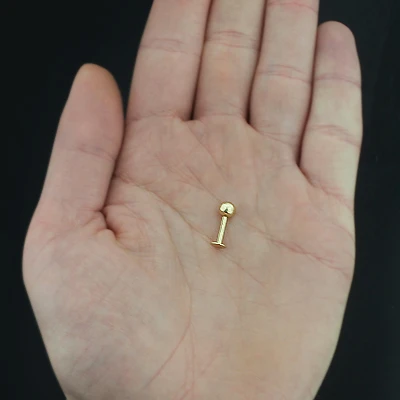 14K Yellow Gold & Diamond Ball Labret Stud 0.08ct - Image 3