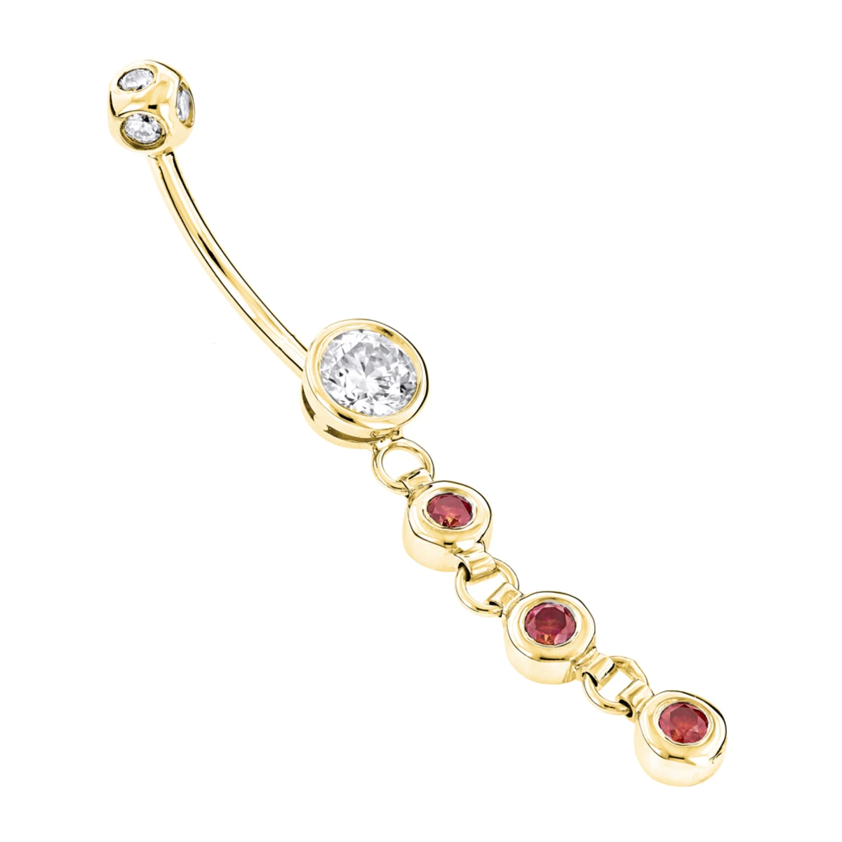 14K White Gold White Pink Diamond Belly Button Ring 0.86ct - Image 2