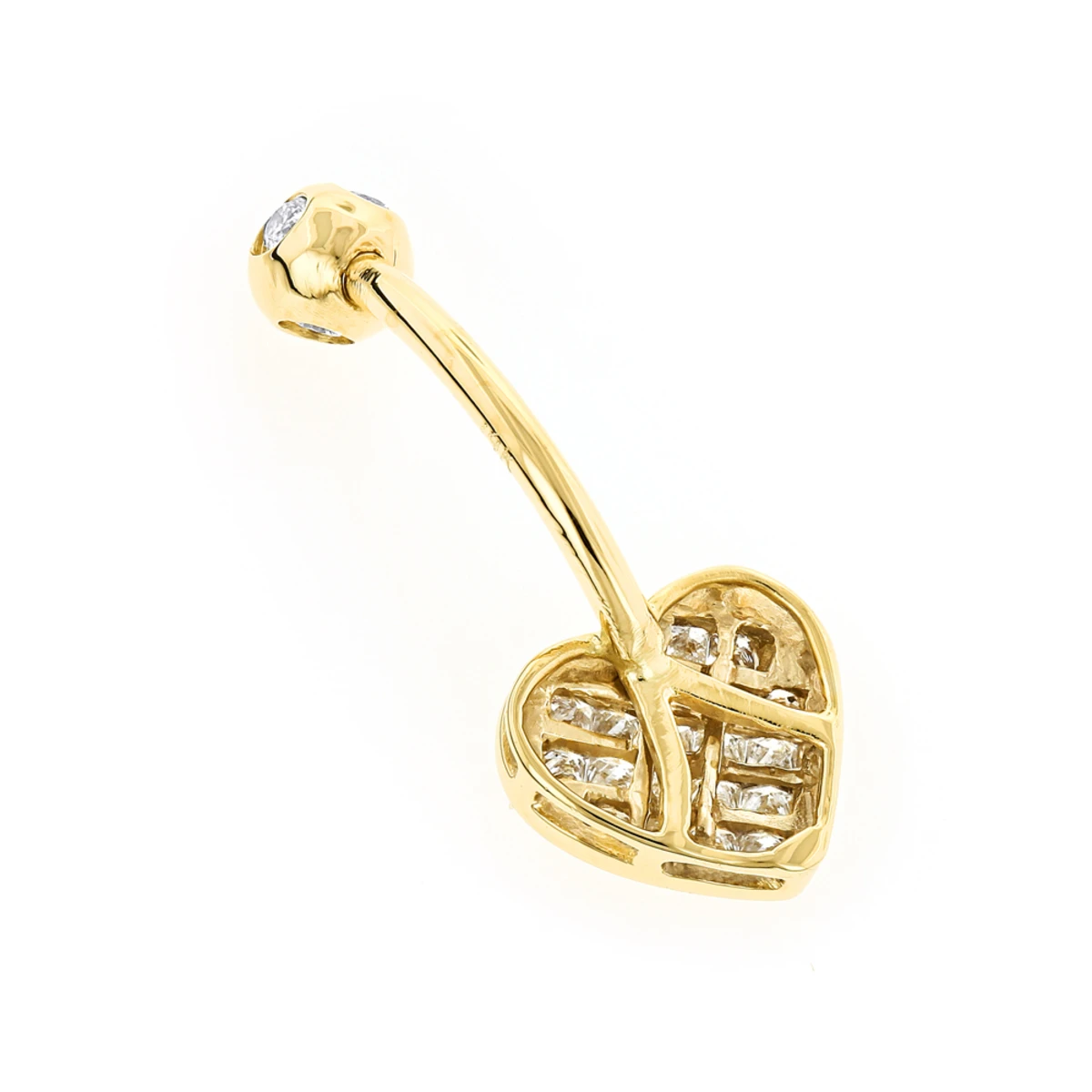 Heart Shaped 14K Yellow Gold Diamond Belly Button Ring 0.66ct - Image 4