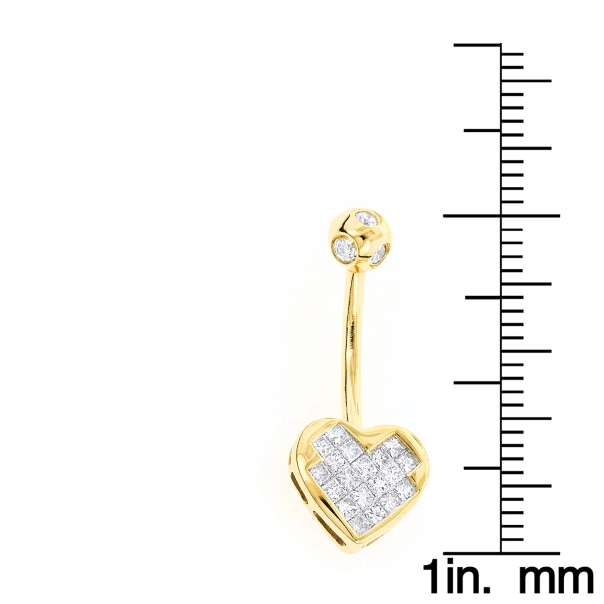 Heart Shaped 14K Yellow Gold Diamond Belly Button Ring 0.66ct - Image 5